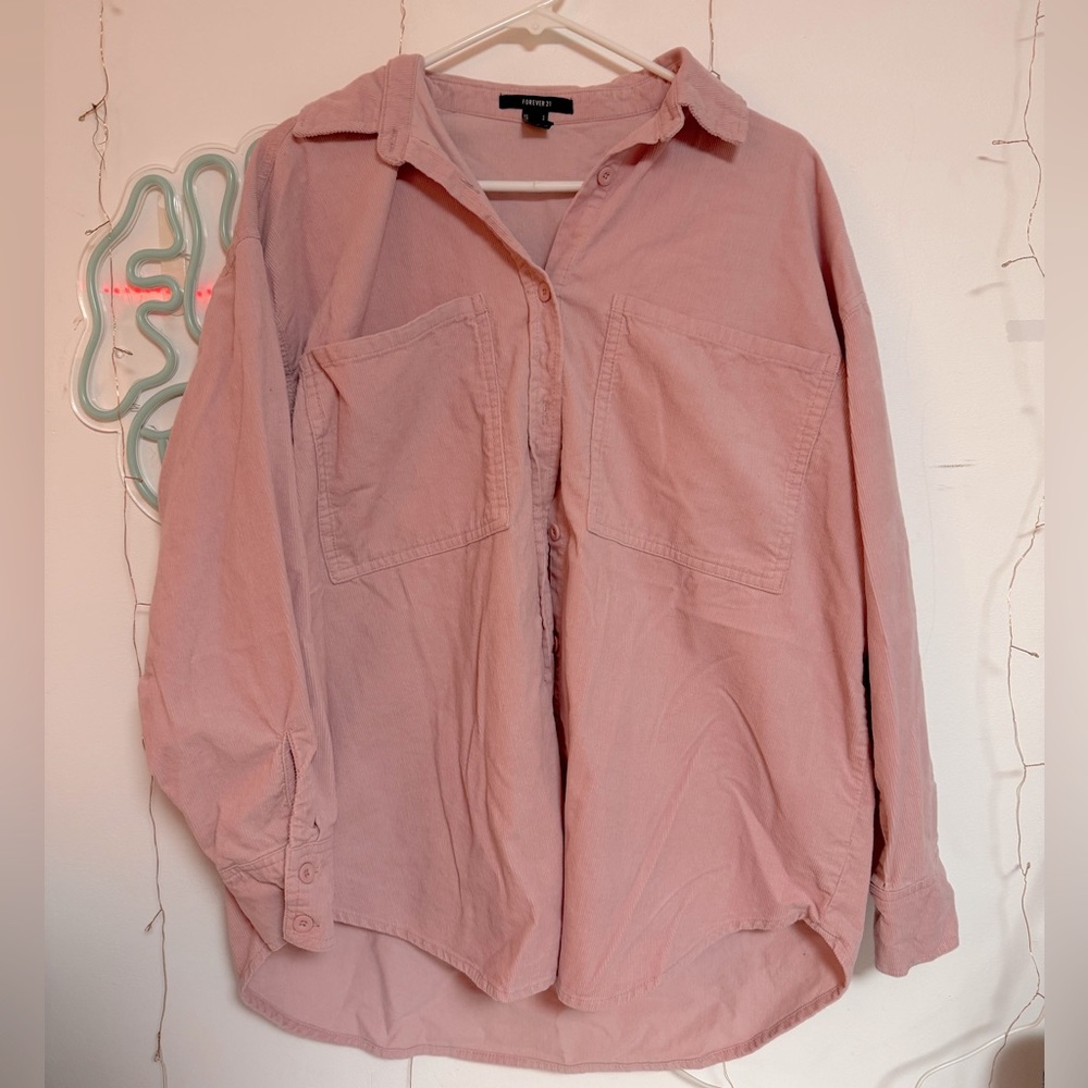 baby pink over size button up